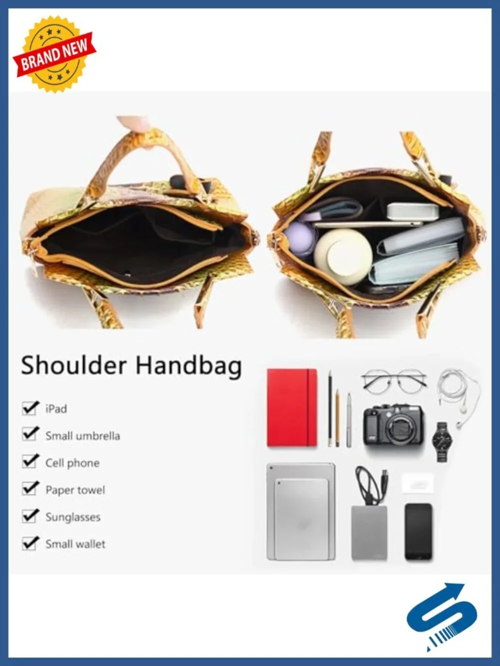 2-Piece Tote Bag Set with Wallet, Crocodile Print, Large Structured Shoulder